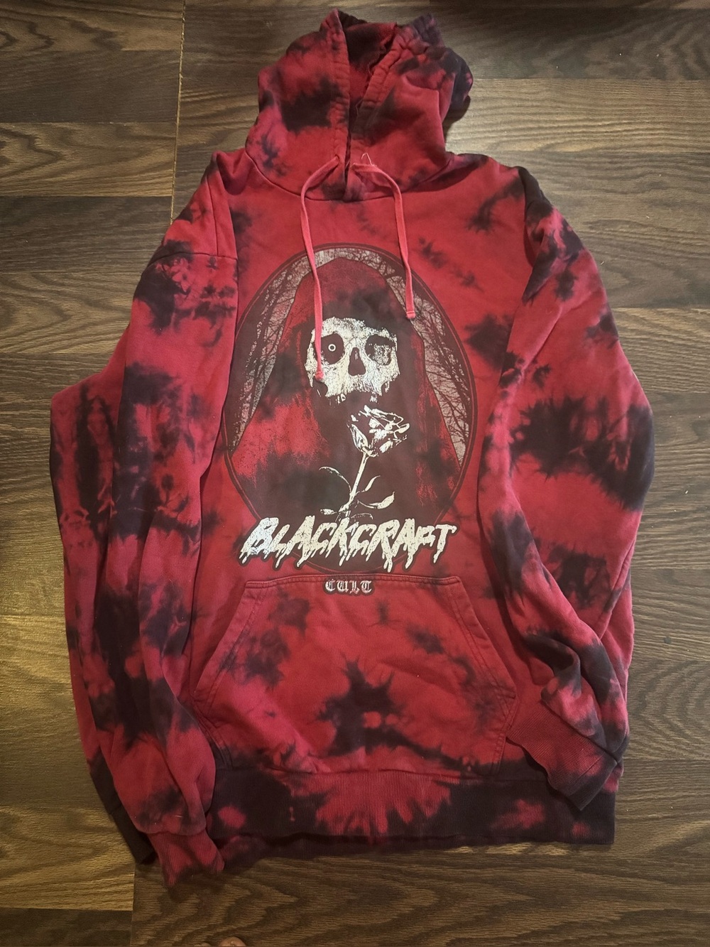 Black craft cult Red & Black Tie-Dye Skull Hoodie SZ 2XL preowned